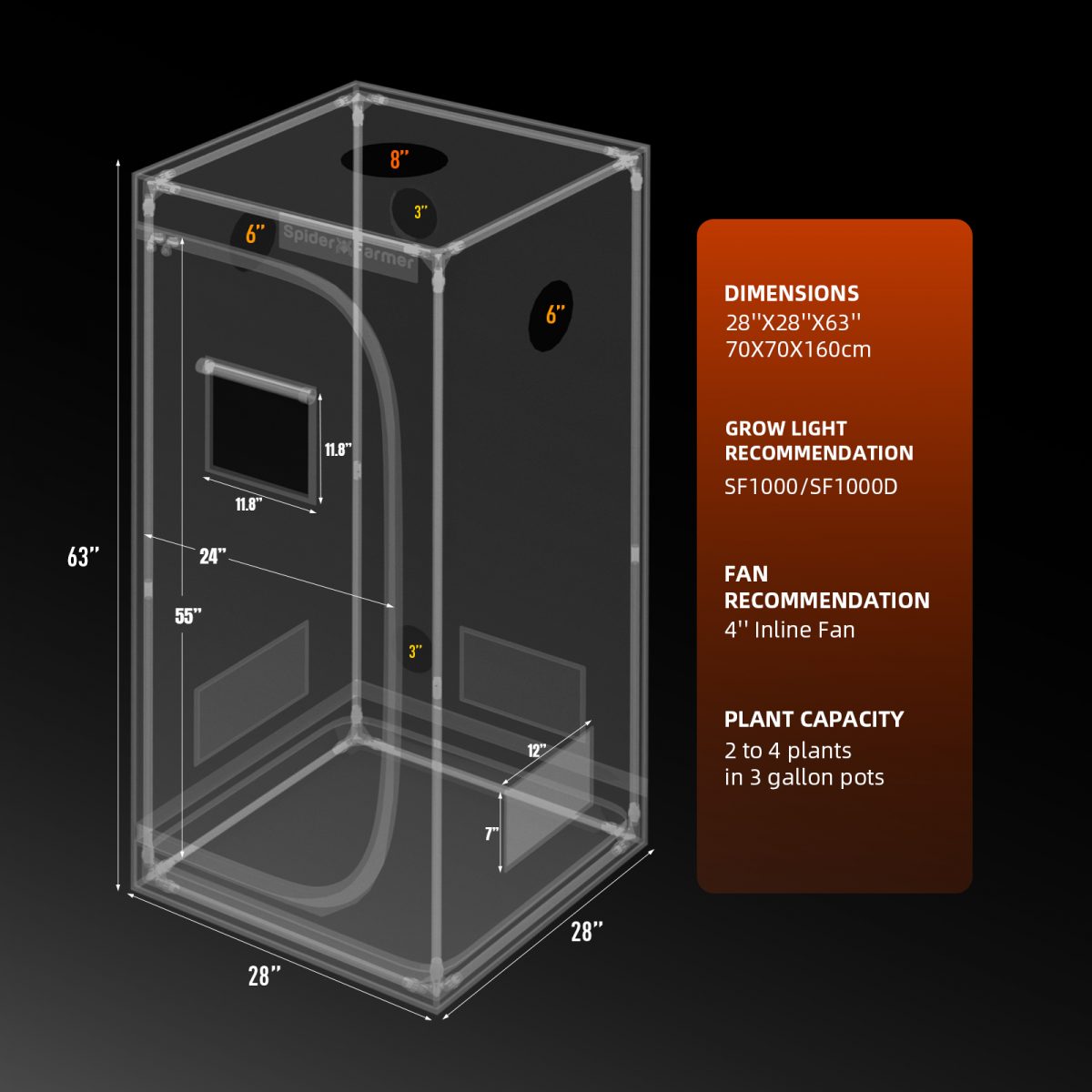 Spider Farmer 70x70x160 Grow Tent
