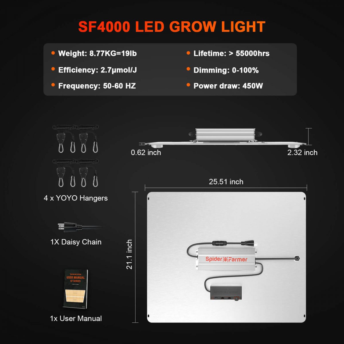 Spider farmer sf4000 clearance led grow light