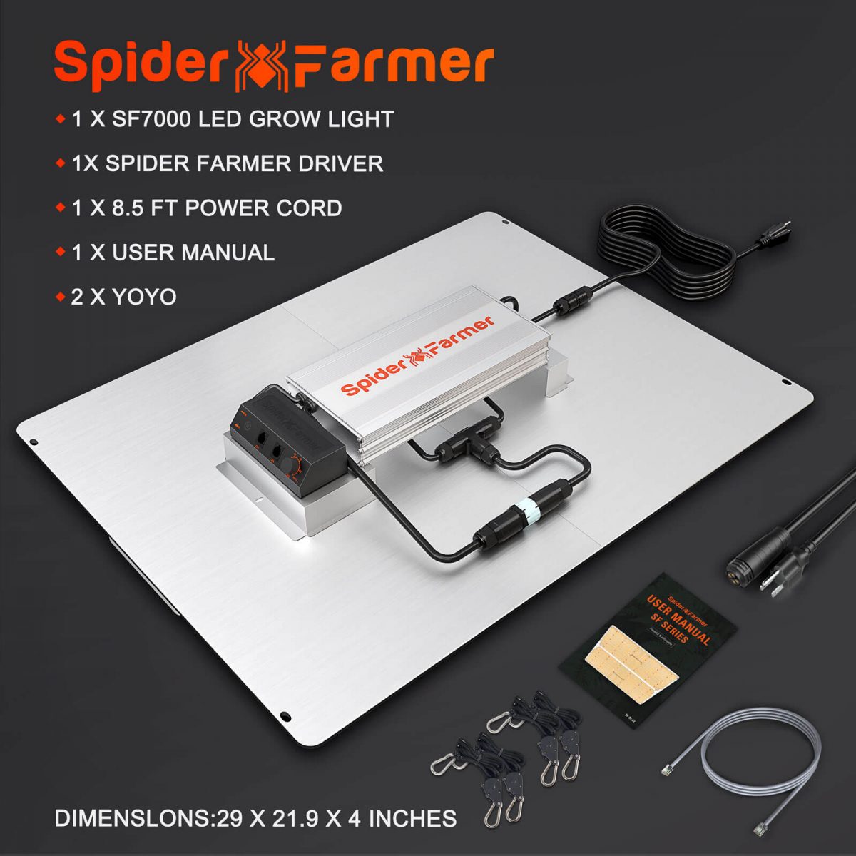 Spider Farmer SF7000 650W LED Grow Light Packaging - Complete Kit for Efficient Indoor Plant Growth