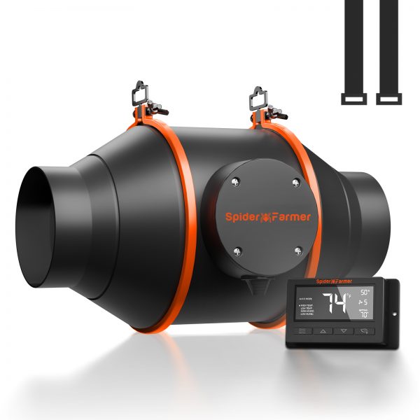 4-inch inline fan equipped with a programmable controller, ensuring optimal air flow and climate control for indoor gardening environments