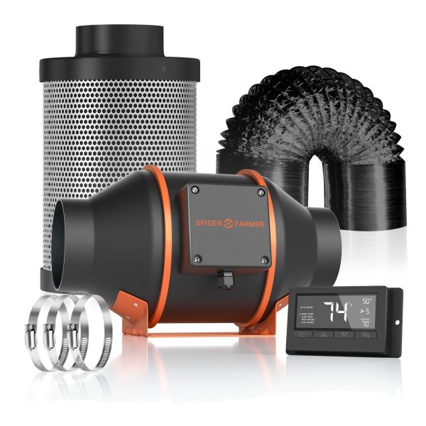 MARS HYDRO 6 Inline Fan Carbon Filter Combo Kits- 6 Inline Fan with Speed Controller Exhaust Hydroponics 6 Inch Carbon Filter 33 Feet Ducting 3 Duct Clamps Ventilation System for Grow Tent 
