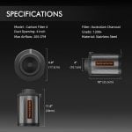 Specification details of 4-inch carbon filter for effective indoor air purification