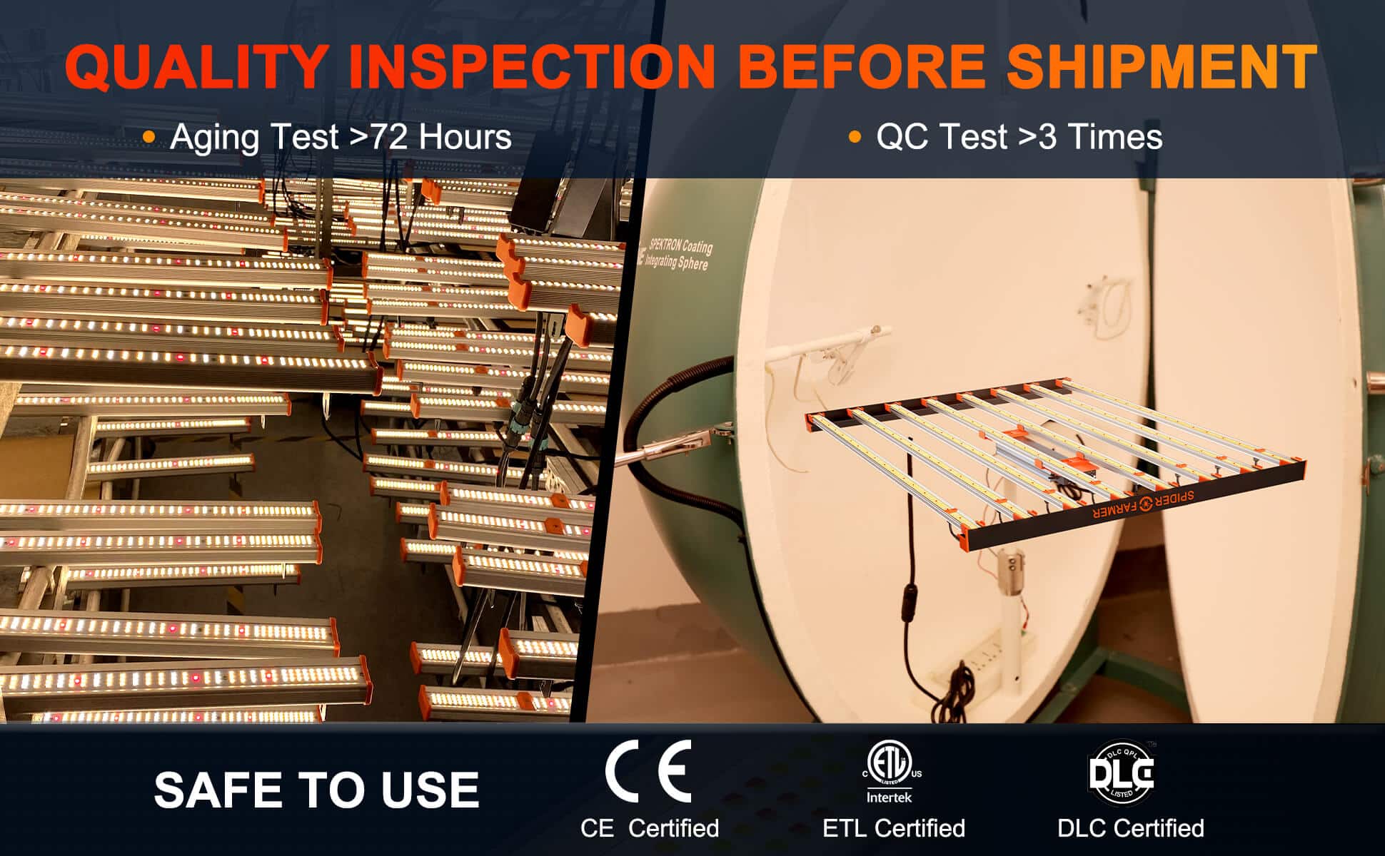Spider Farmer CA® upgraded se series 7000 led grow light quality inspection before shipment