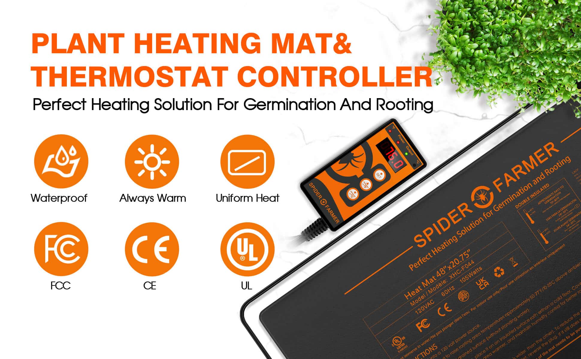 Spider Farmer® 48”X20.75” Seedling Heat Mat & Controller Set