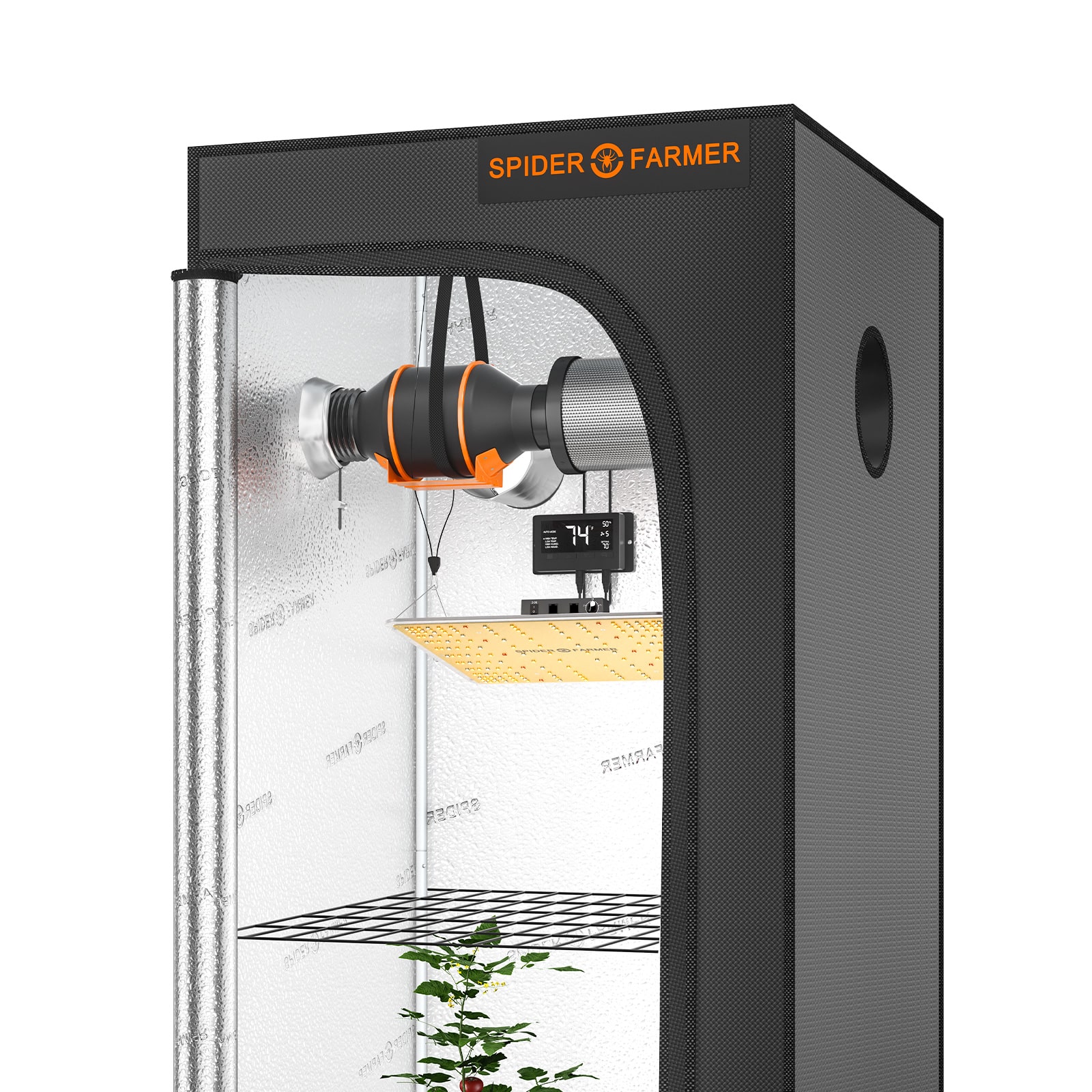 Spider Farmer® SF1000 LED Grow Light+2.3’x2.3’X5.2′ Grow Tent+Inline Fan Combo with Temperature Humidity Controller