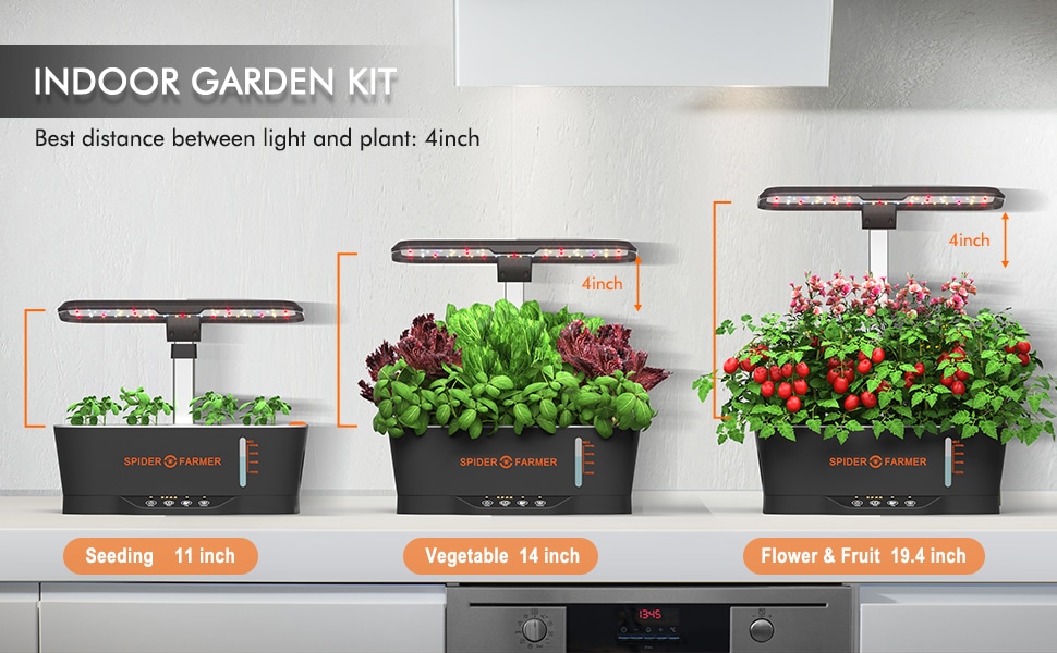 Spider Farmer® vegetable smart g 12 hydroponic grow systemled grow light adjustable light distance