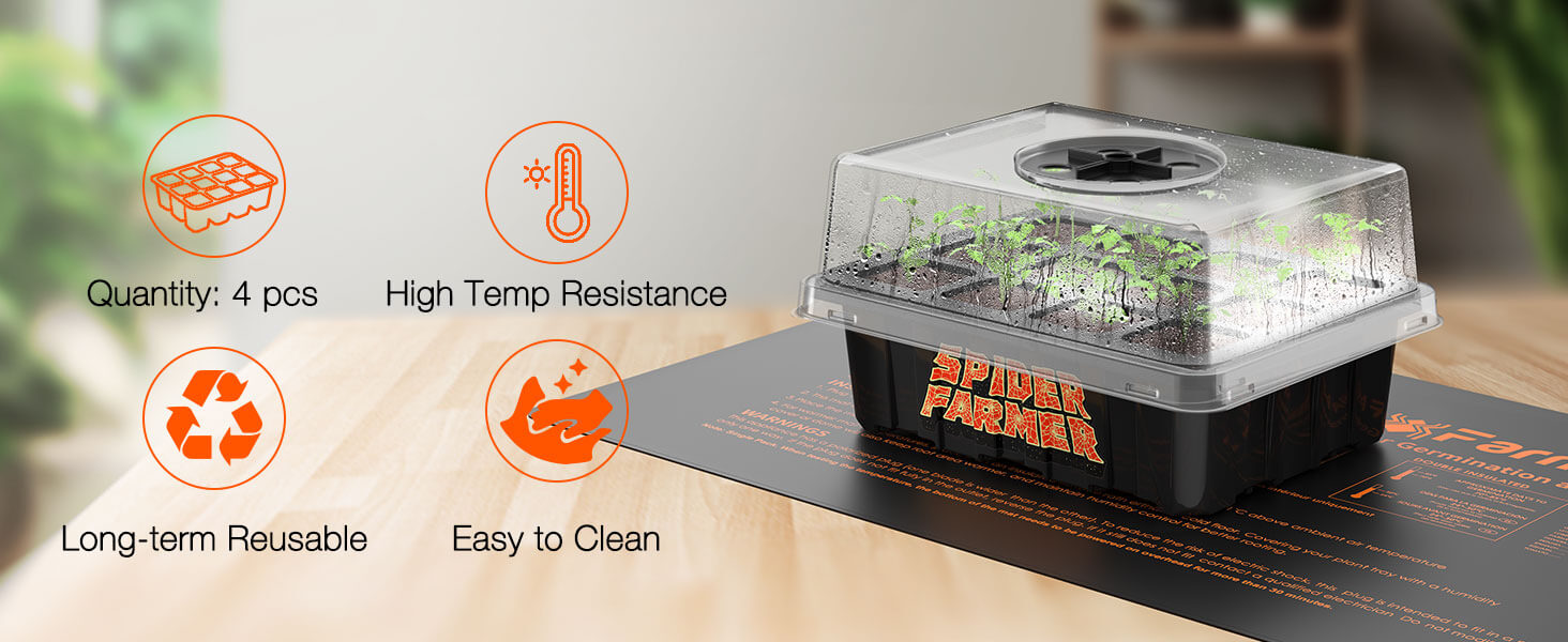 Spider Farmer® seed starting trays soft, heat resistance, reusable,