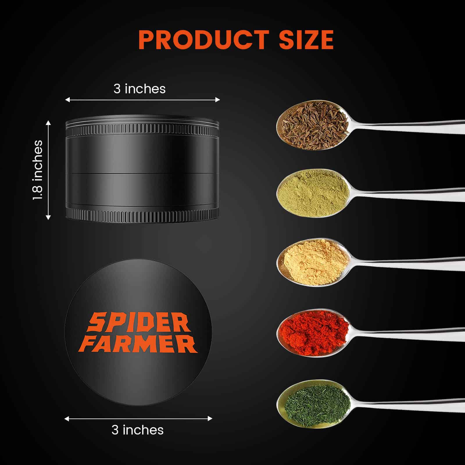 Spider Farmer Herb Grinder with Kief Catcher