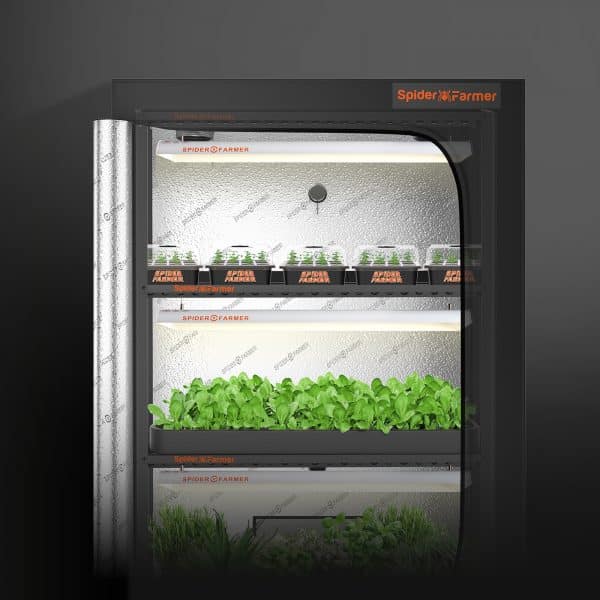 Spider Farmer SF600 Grow Shelves - Indoor LED Grow Light and Metal Plant Stand with Plant Trays