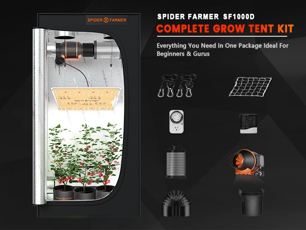 Spider Farmer SF1000D 2X2 Complete Grow Tent Kits with Speed Controller-M-A1