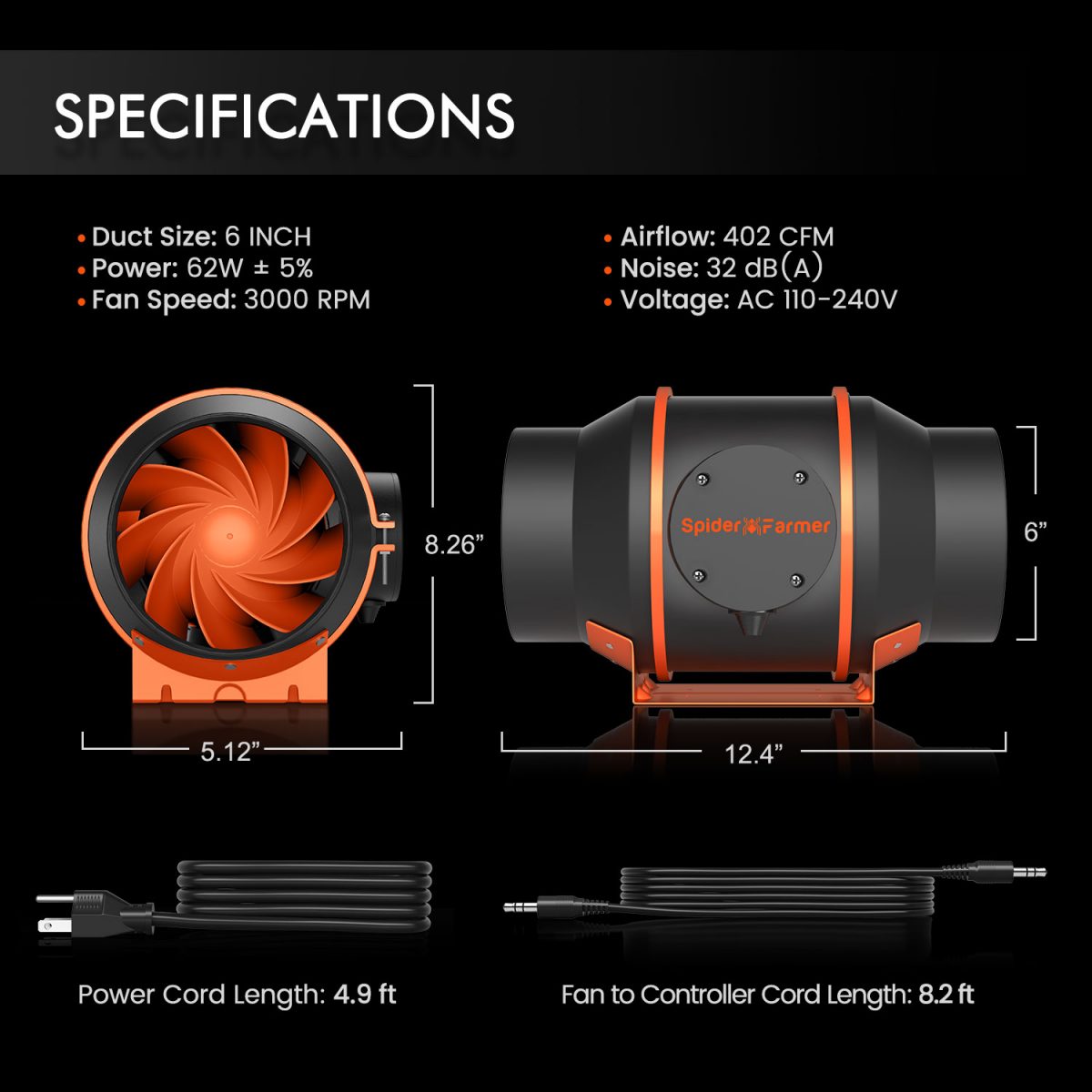 6inch inline fan-specifications