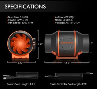 6inch inline fan-specifications