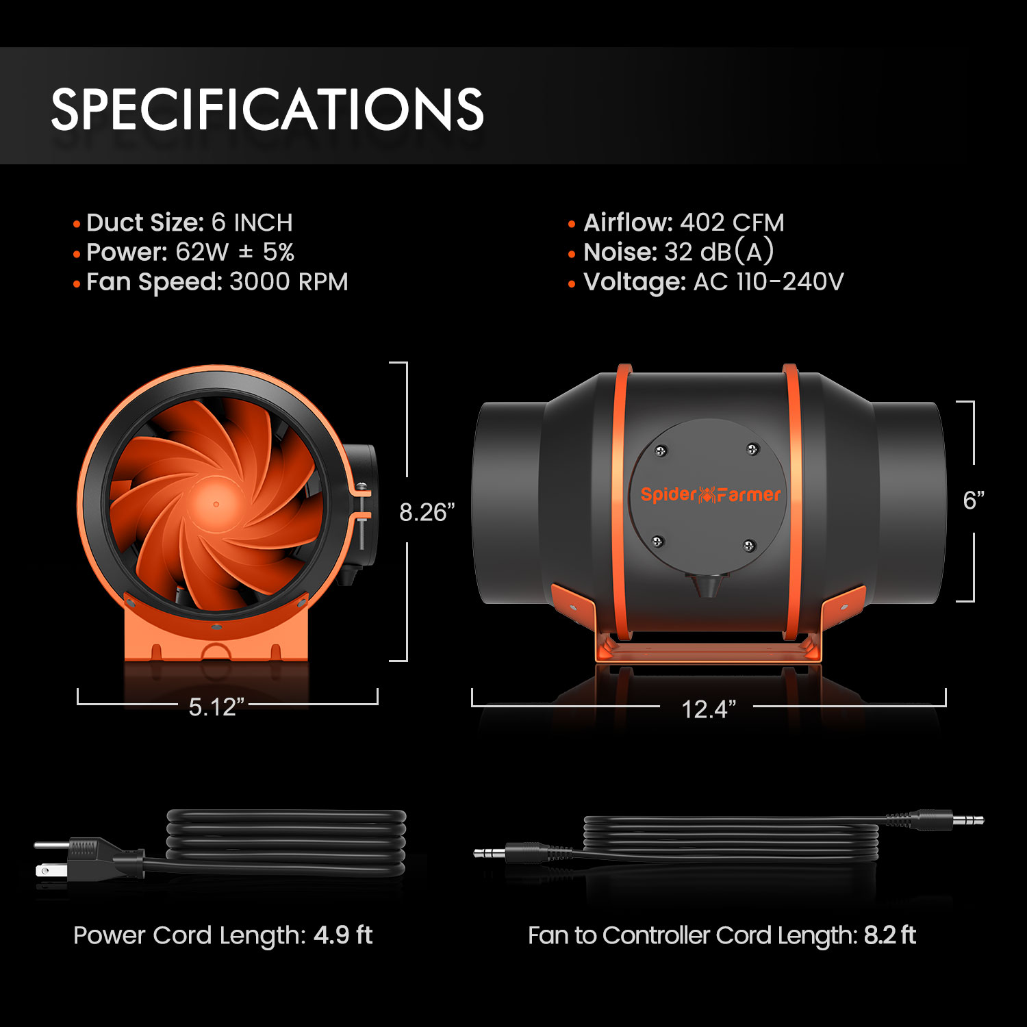 6inch inline fan-specifications