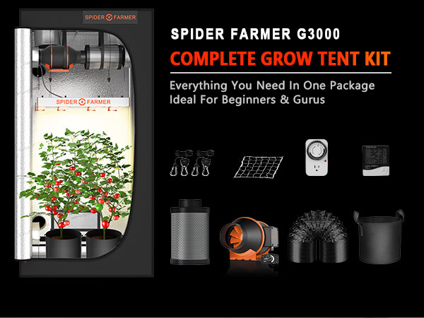 Spider Farmer 3X3 Complete Grow Tent Kits with Speed Controller-M-1