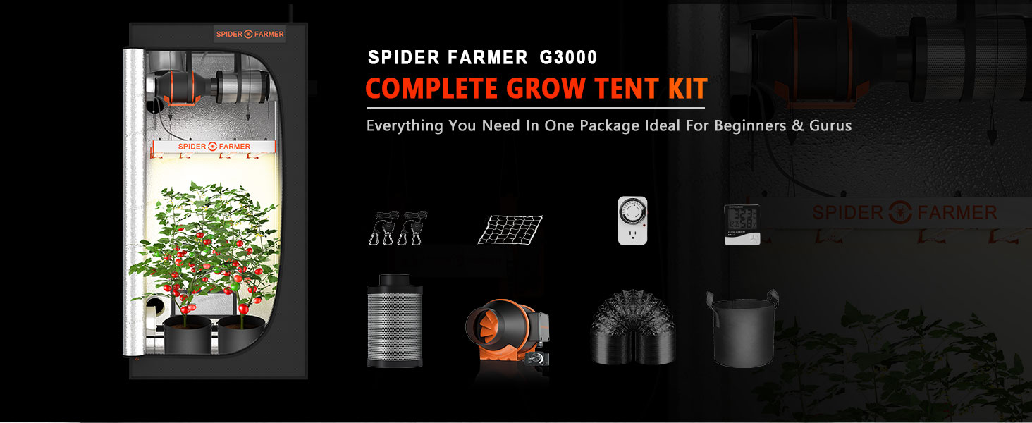 Spider Farmer 3X3 Complete Grow Tent Kits with Speed Controller-PC-A1