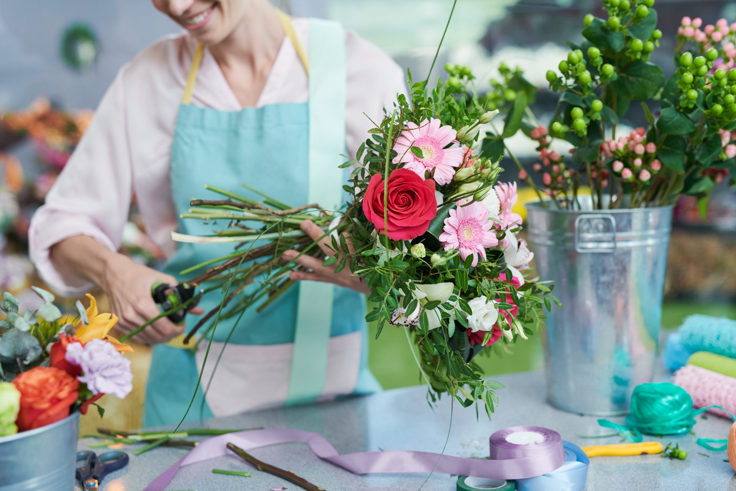 cutting flowers