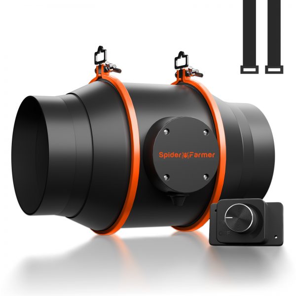 6-inch inline fan equipped with a speed controller, providing precise airflow management for indoor gardening environments