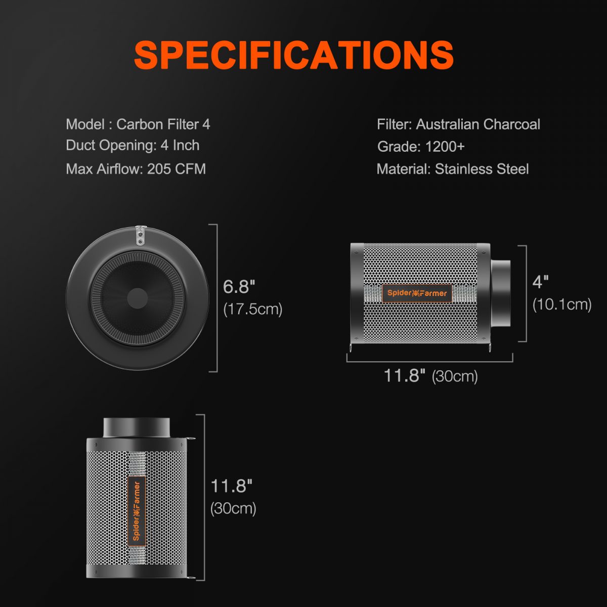 Specification-4 Inch carbon filter