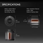Specifications of 6-inch carbon filter for effective air purification