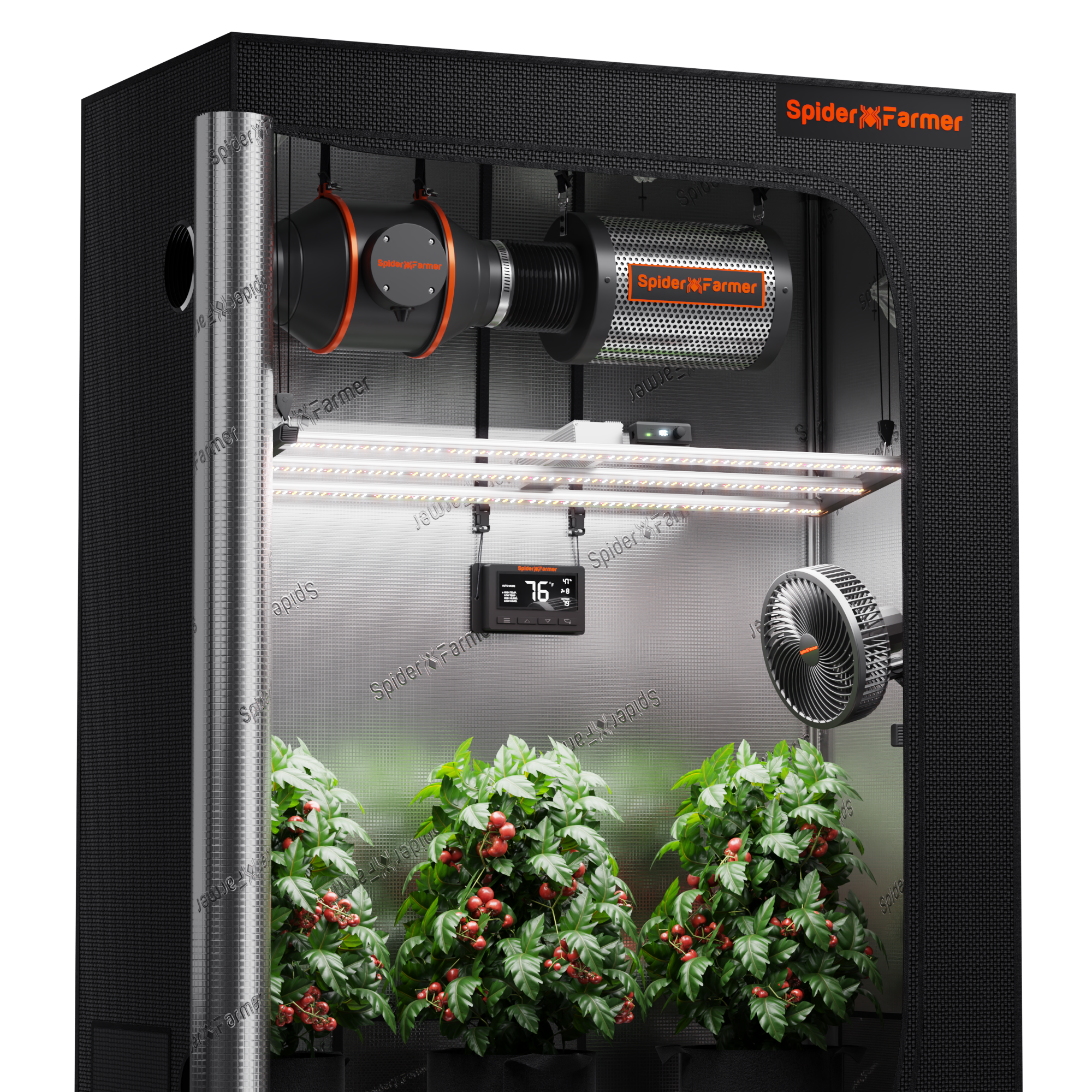 Spider Farmer 4.6 x2.3 x6.5 Complete Grow Tent Kit I SE4500 320W Led Grow Light I 4 Ventilation System with Temperature and Humidity Controller I