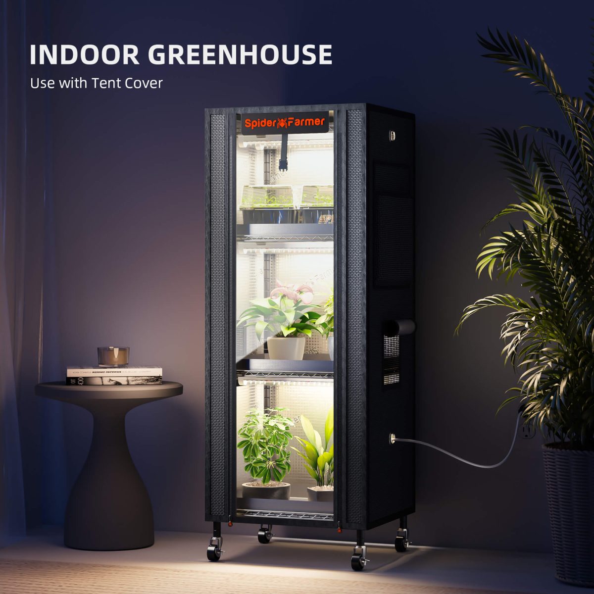 spider farmer plant stand with grow lights 54w 1680D grow tent